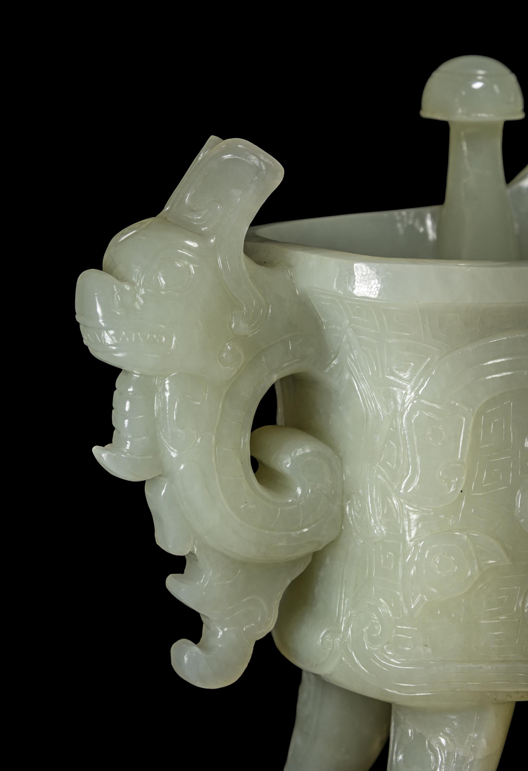 Two Chinese Celadon Jade and Jadeite Carvings