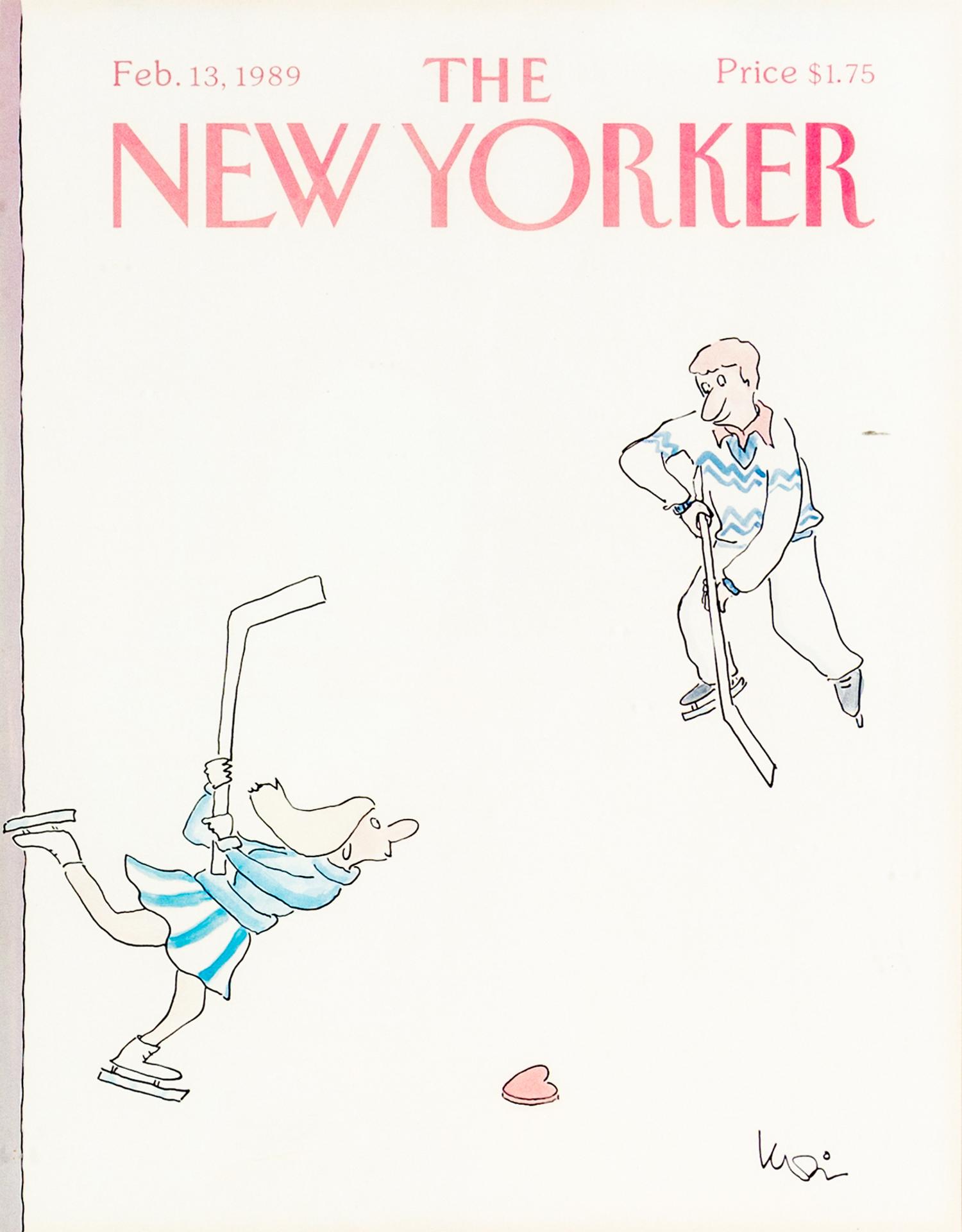 THE NEW YORKER. Five hockey-themed covers of The New Yorker, 1959-2003. Framed.
