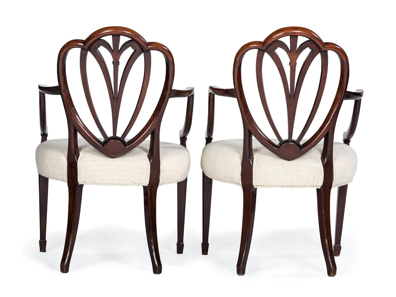 Four George III Mahogany Armchairs