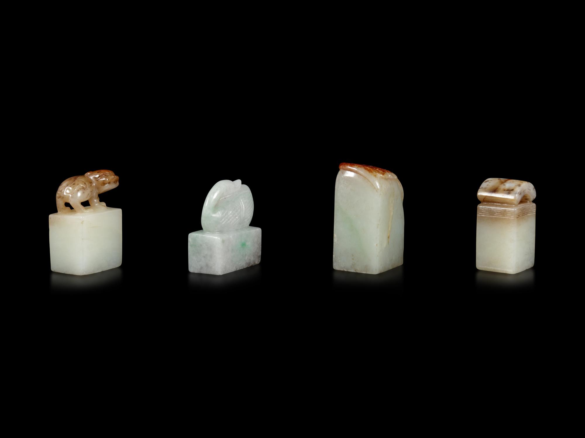 Four Chinese Jade and Jadeite Seals