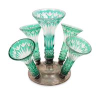 A Bohemian Cut-to-Clear Glass Epergne