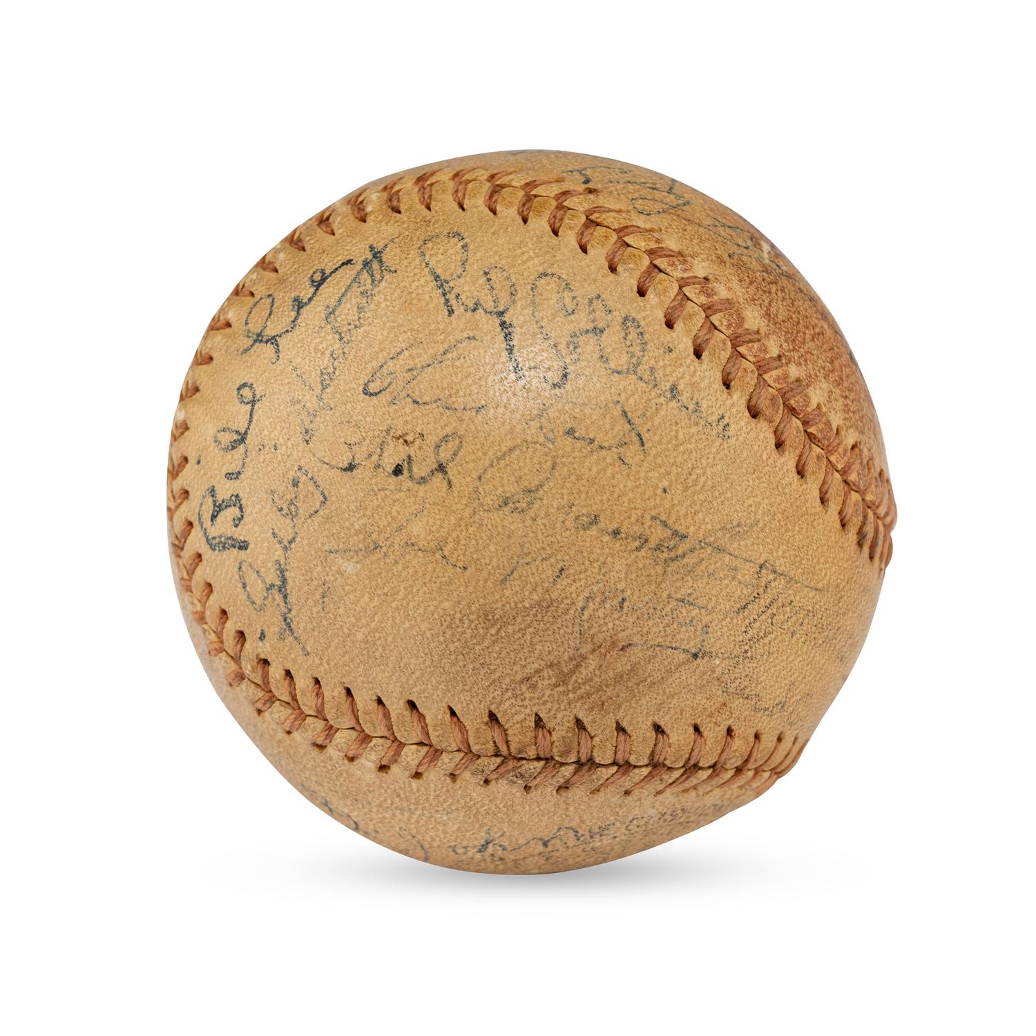 A 1938 Chicago Cubs Team Signed Autograph Baseball Featuring Gabby Hartnett and Charlie Grimm (Beckett Authentication Services Letter of Authenticity)