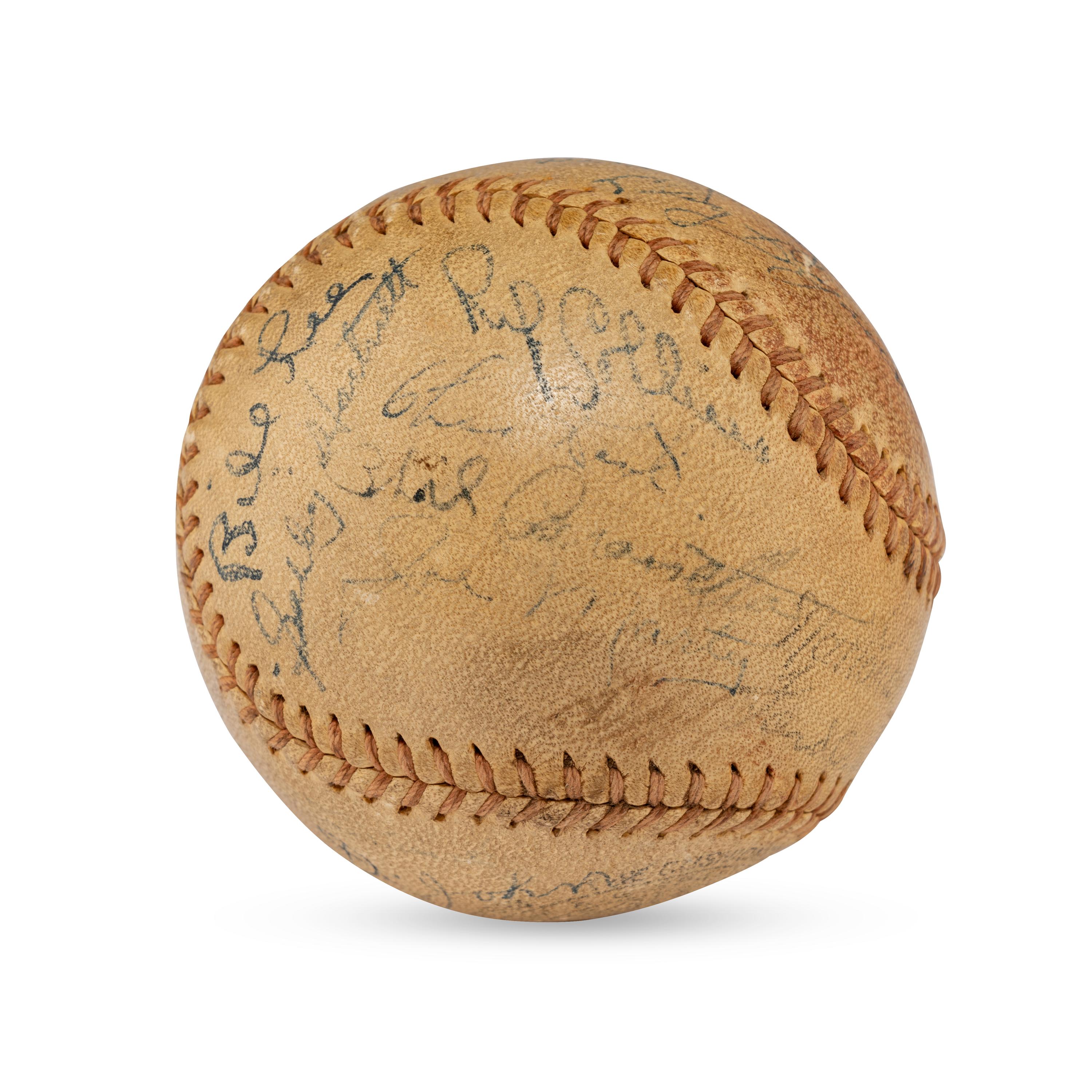 A 1938 Chicago Cubs Team Signed Autograph Baseball Featuring Gabby Hartnett and Charlie Grimm (Beckett Authentication Services Letter of Authenticity)