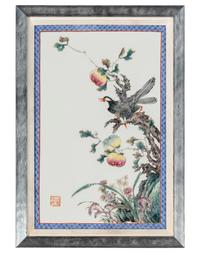 Two Chinese Famille Rose 'Flowers' Porcelain Hanging Panels