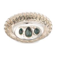 Sterling Silver Tiffany & Co. Bowl, Enhanced by Artist with Inlaid Chrysocolla Cabochons
