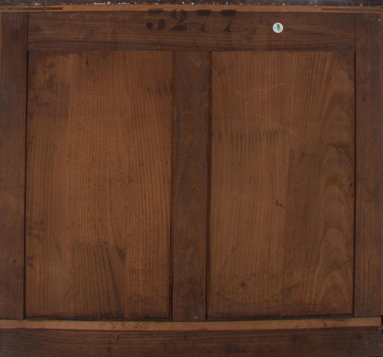 An Italian Carved Walnut Marble-Top Cabinet in the Louis XV Taste