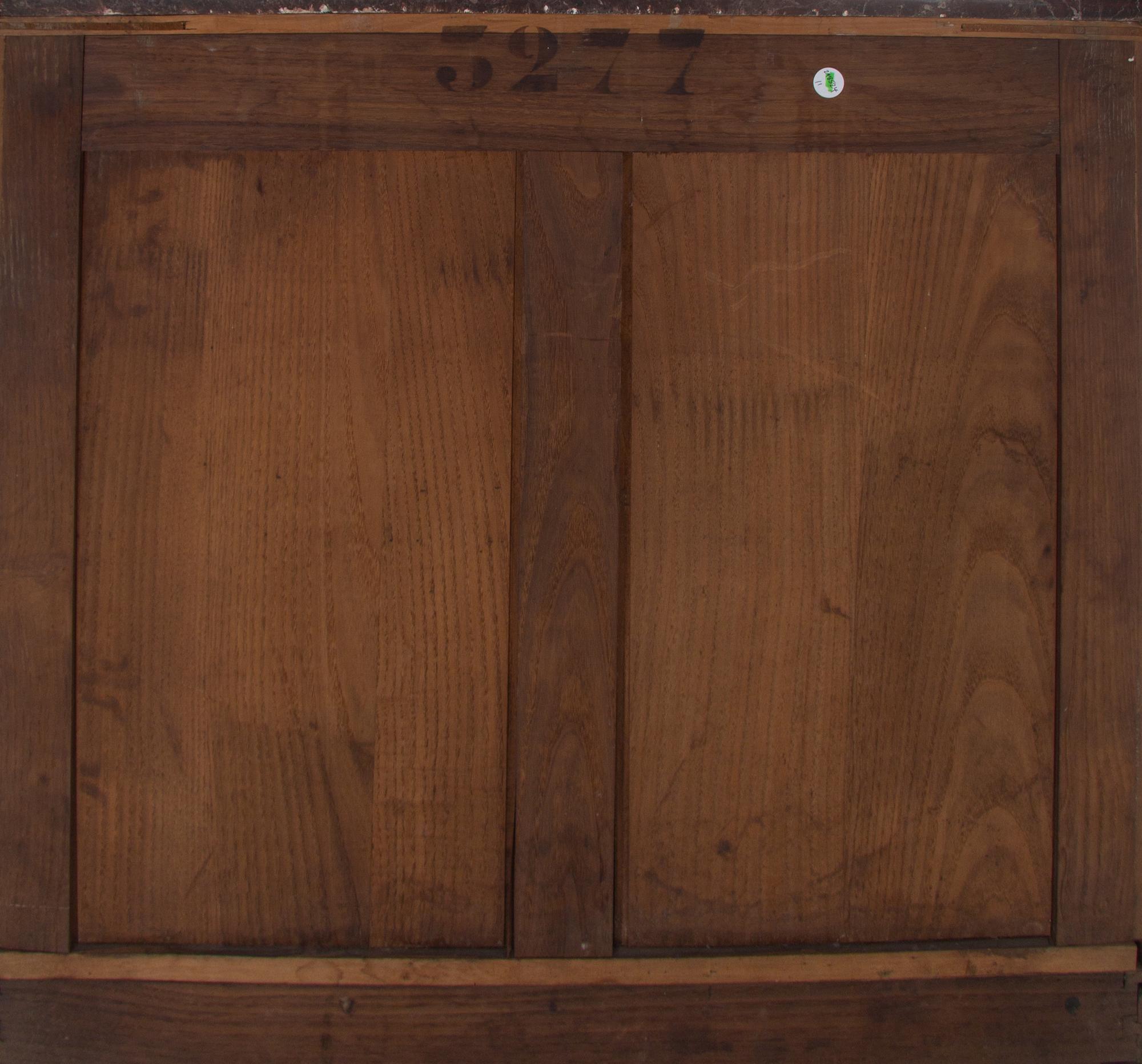 An Italian Carved Walnut Marble-Top Cabinet in the Louis XV Taste