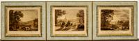 A Group of 6 English Handcolored Engravings Framed: 13 3/4 x 15 3/4 inches.