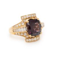 SPINEL, DIAMOND, AND YELLOW GOLD RING