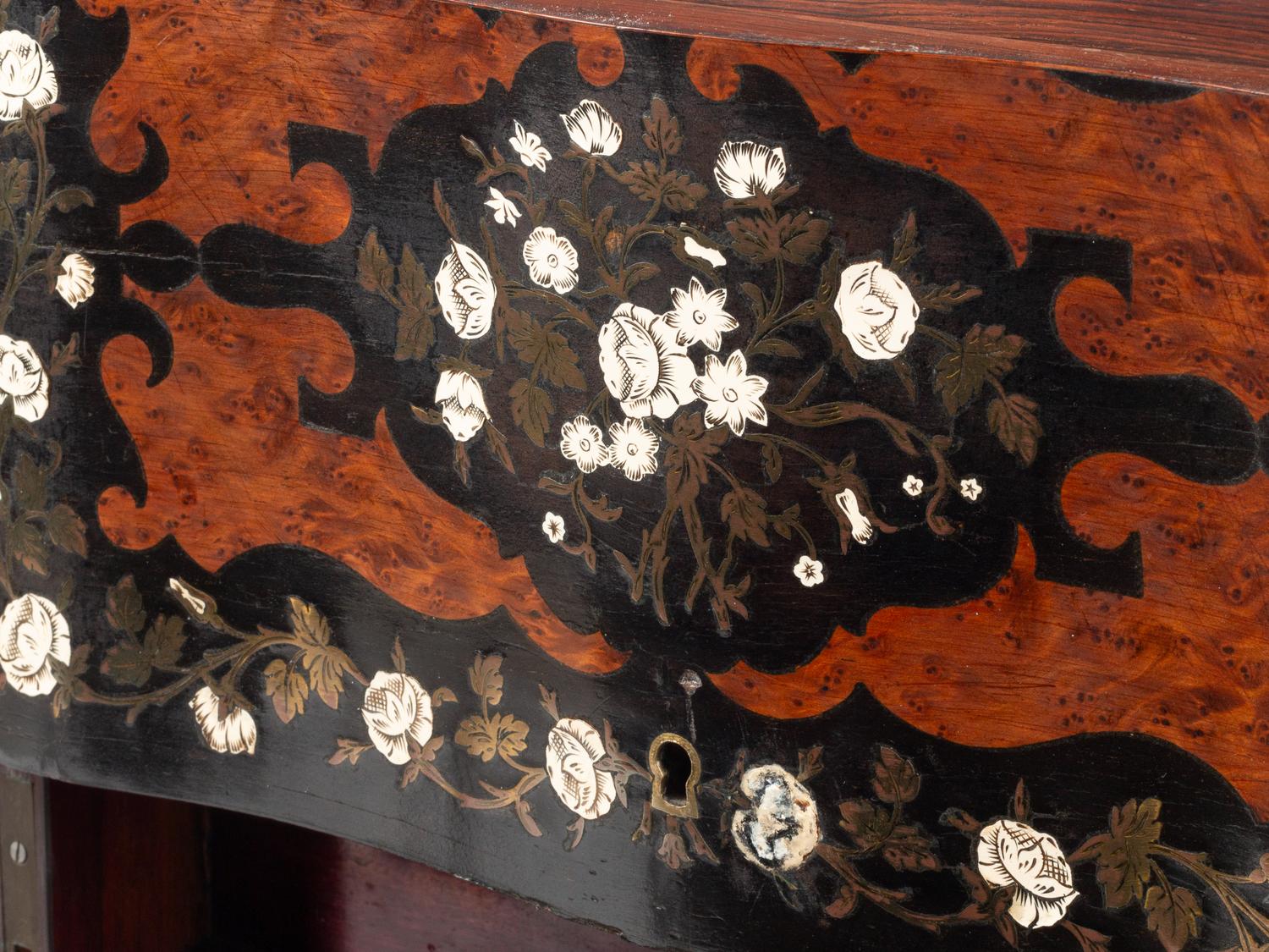 A French Burl Amboyna and Brass-Inlaid Cave à Liqueur