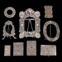 Nine assorted Chinese export silver frames and cases 外銷銀器九件 Second half 19th century to early 20th century ???????????