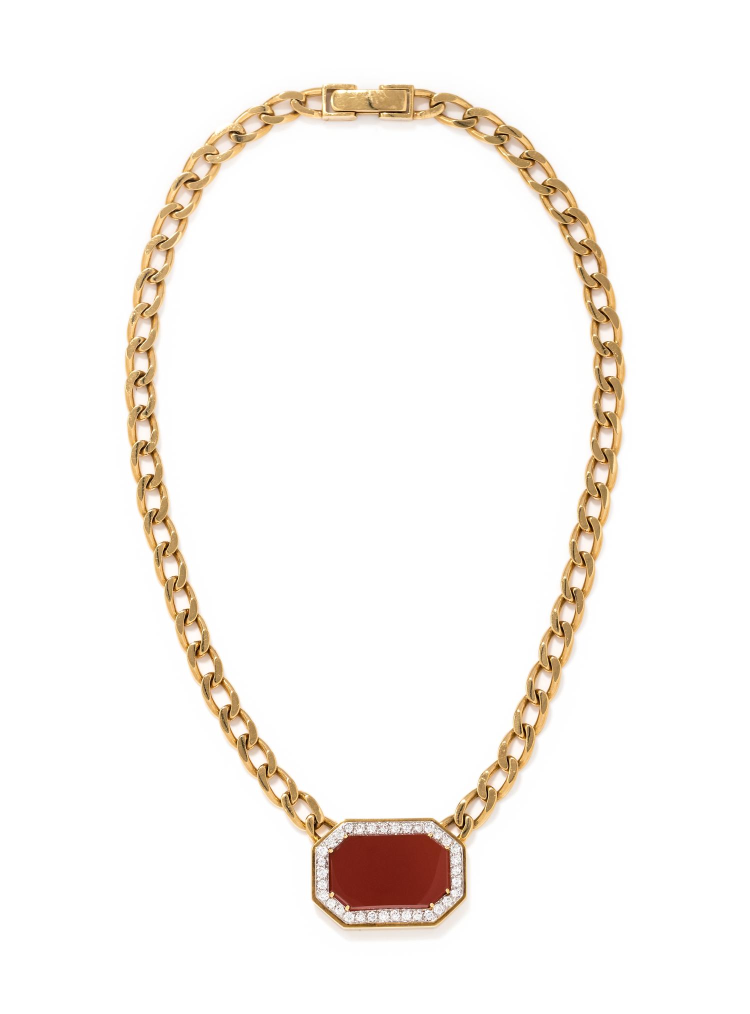DAVID WEBB, CARNELIAN AND DIAMOND NECKLACE