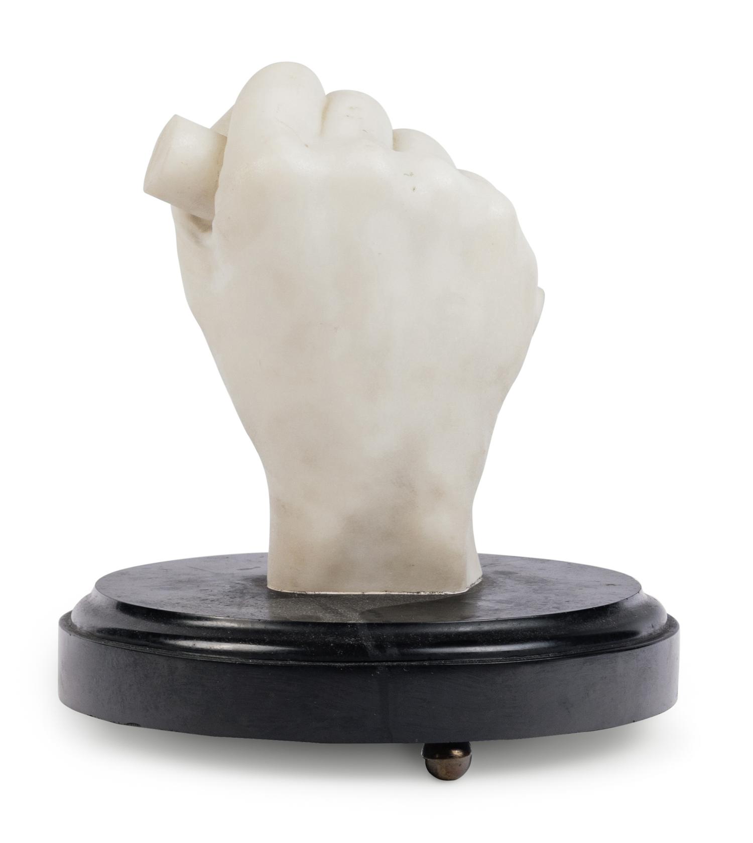 [LINCOLN, Abraham (1809-1865)]. VOLK, Leonard Wells, sculptor (1828-1895). A marble sculpture of Abraham Lincoln's right hand. Rome, 1869.
