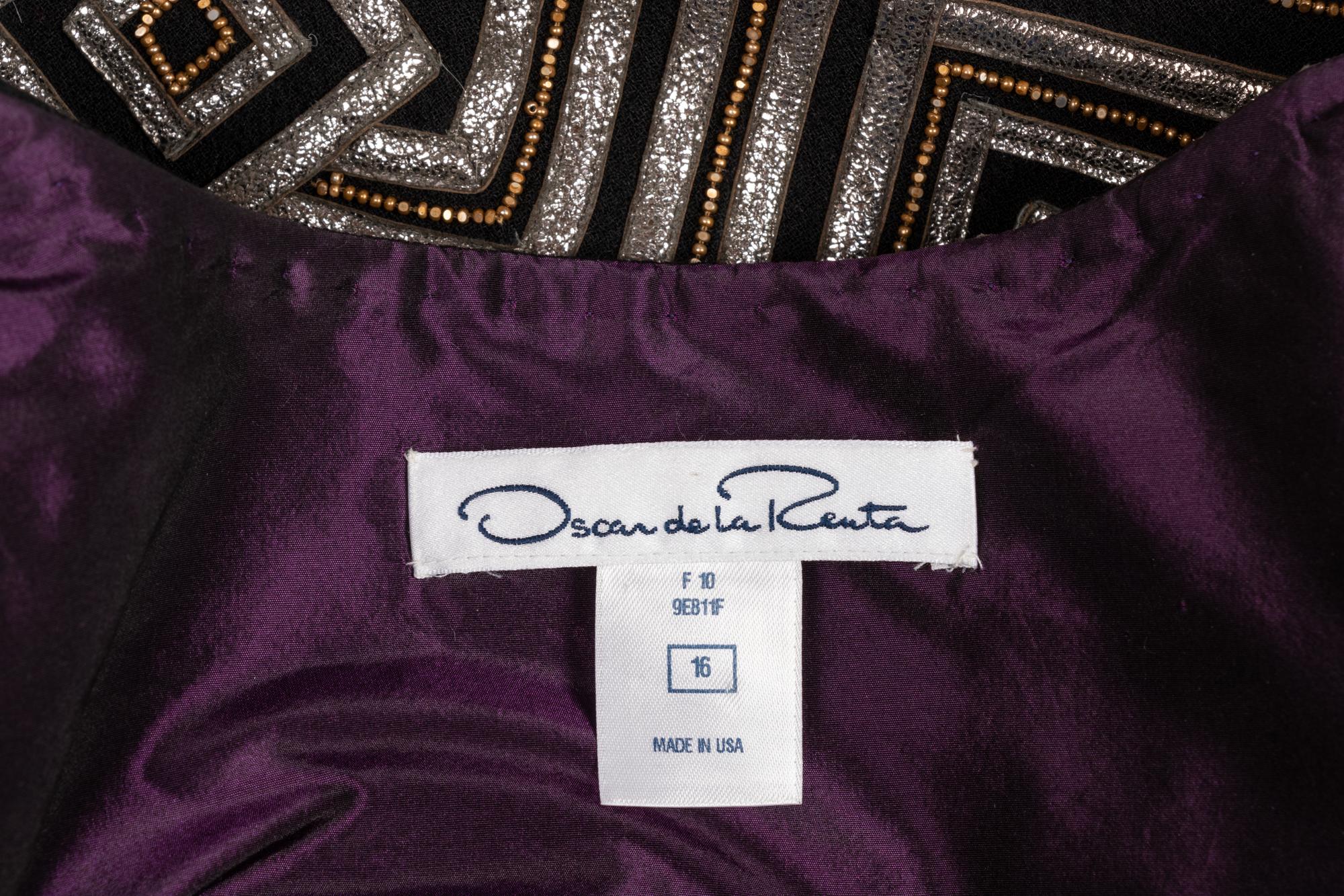 Oscar de la Renta Coat With Leather & Bead Trim, Fall 2010
