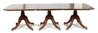 A Regency Style Double Pedestal Dining Table Height 28 x width (open) 107 x depth 48 inches. — LATE 19TH/20TH CENTURY