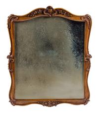 A Pair of Rococo Style Walnut Mirrors Height 37 1/2 x width 29 1/2 inches. — LATE 19TH CENTURY
