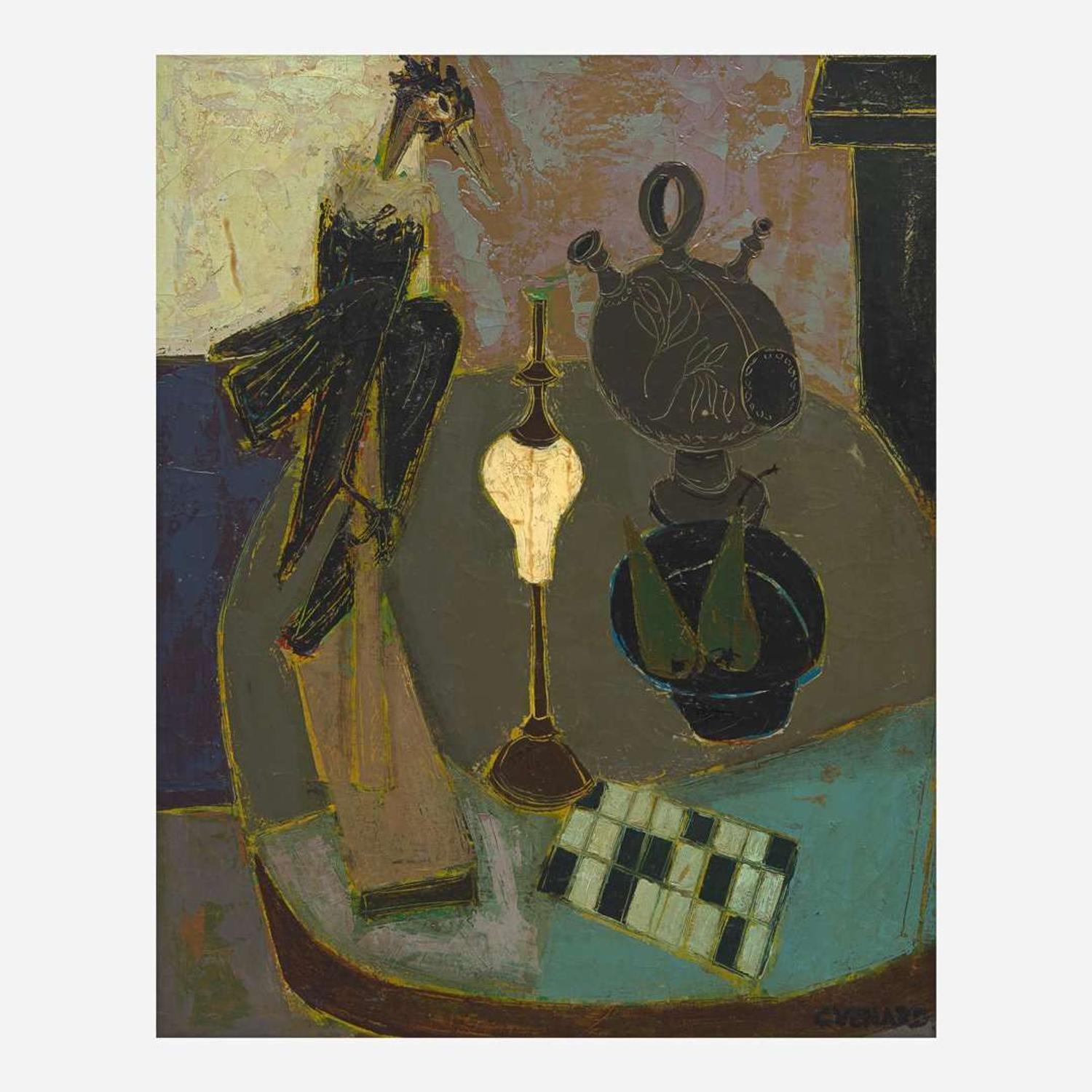 Claude Venard (French, 1913-1999) Nature Morte aux Deux Corbeaux