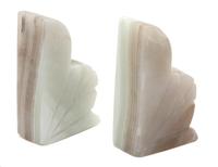 A Pair of Art Deco Carved Hardstone Bookends Height 4 3/4 inches. — 20TH CENTURY