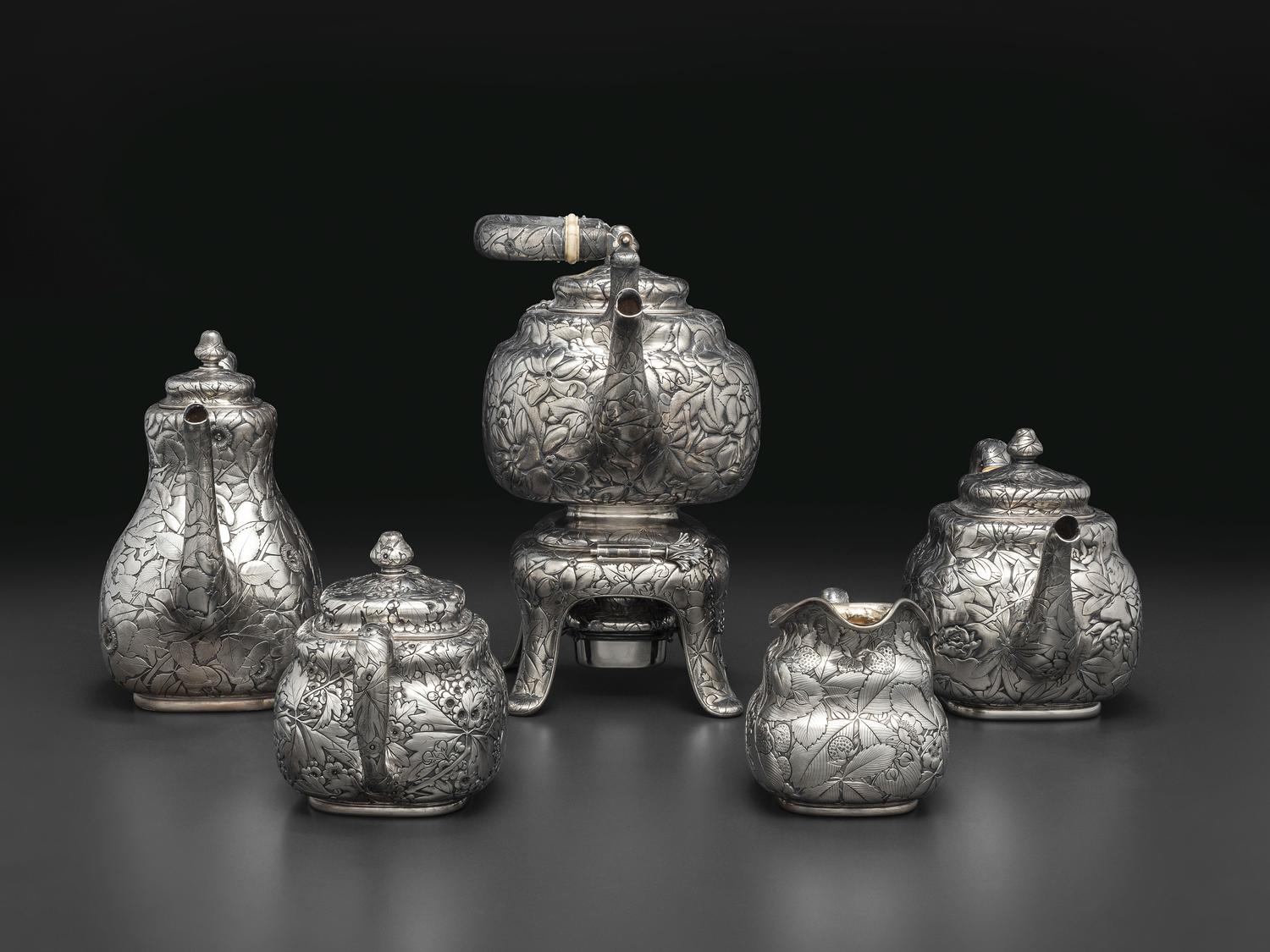 An American Silver Five-Piece Tea and Coffee Service with Matching Tray