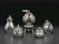 An American Silver Five-Piece Tea and Coffee Service with Matching Tray