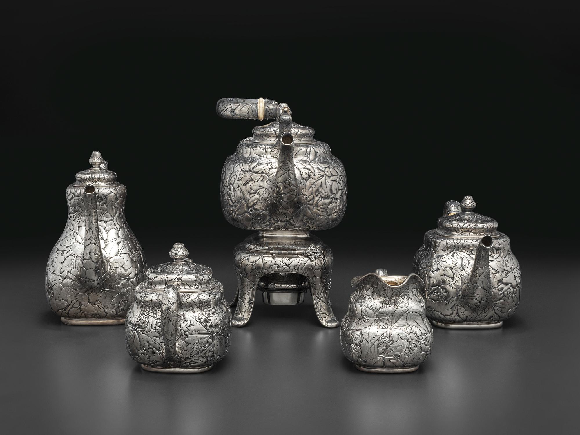 An American Silver Five-Piece Tea and Coffee Service with Matching Tray