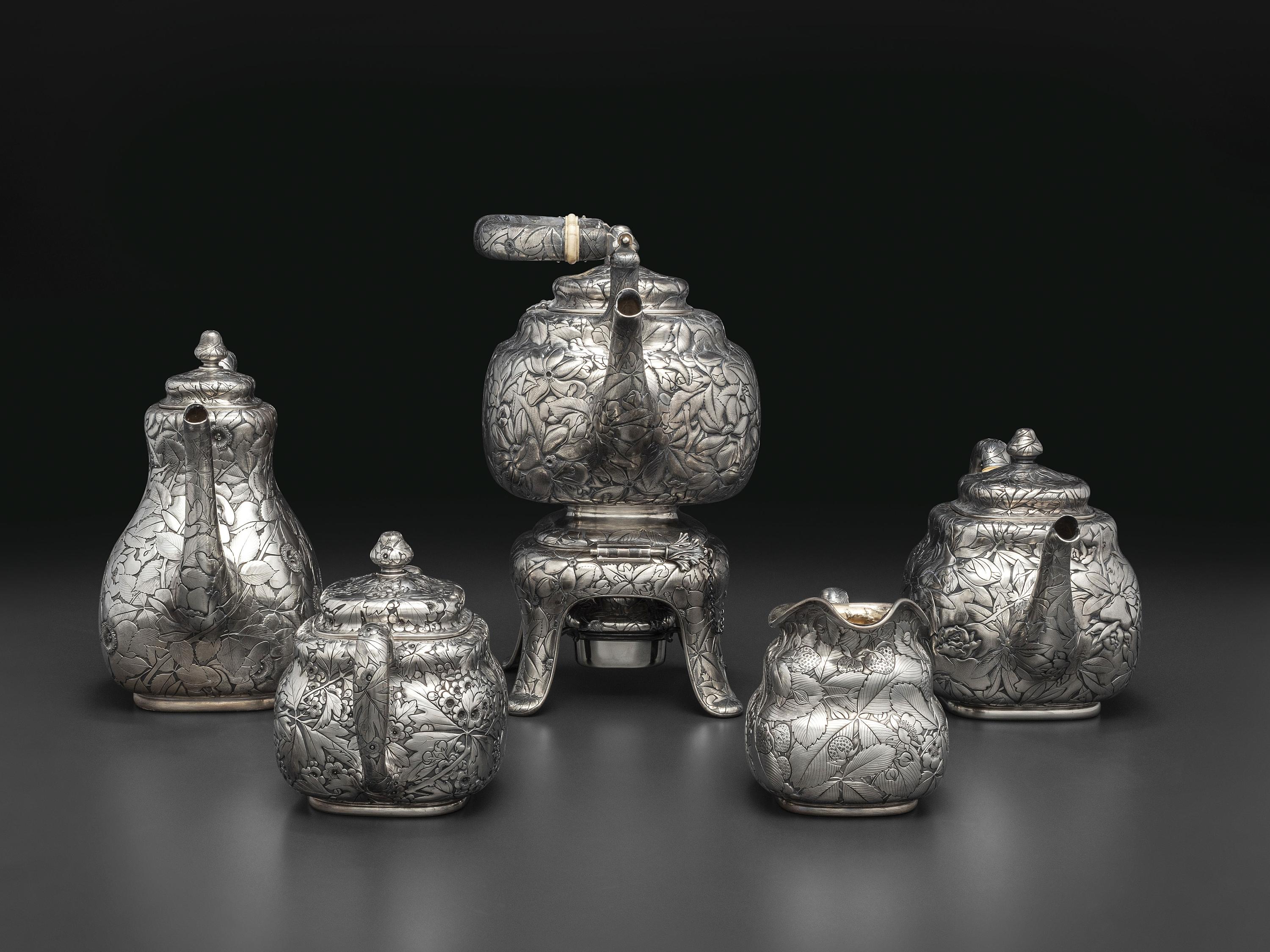 An American Silver Five-Piece Tea and Coffee Service with Matching Tray