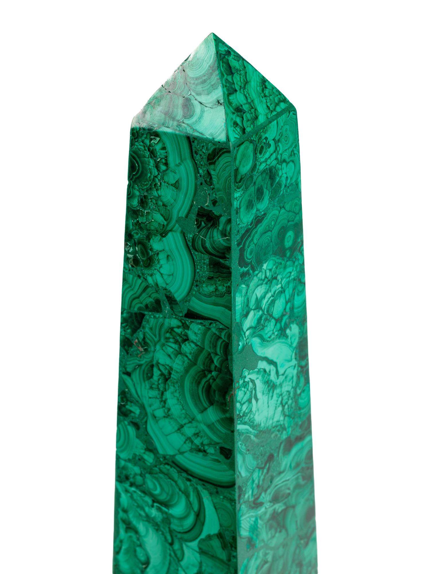A Pair of Large Malachite Obelisks