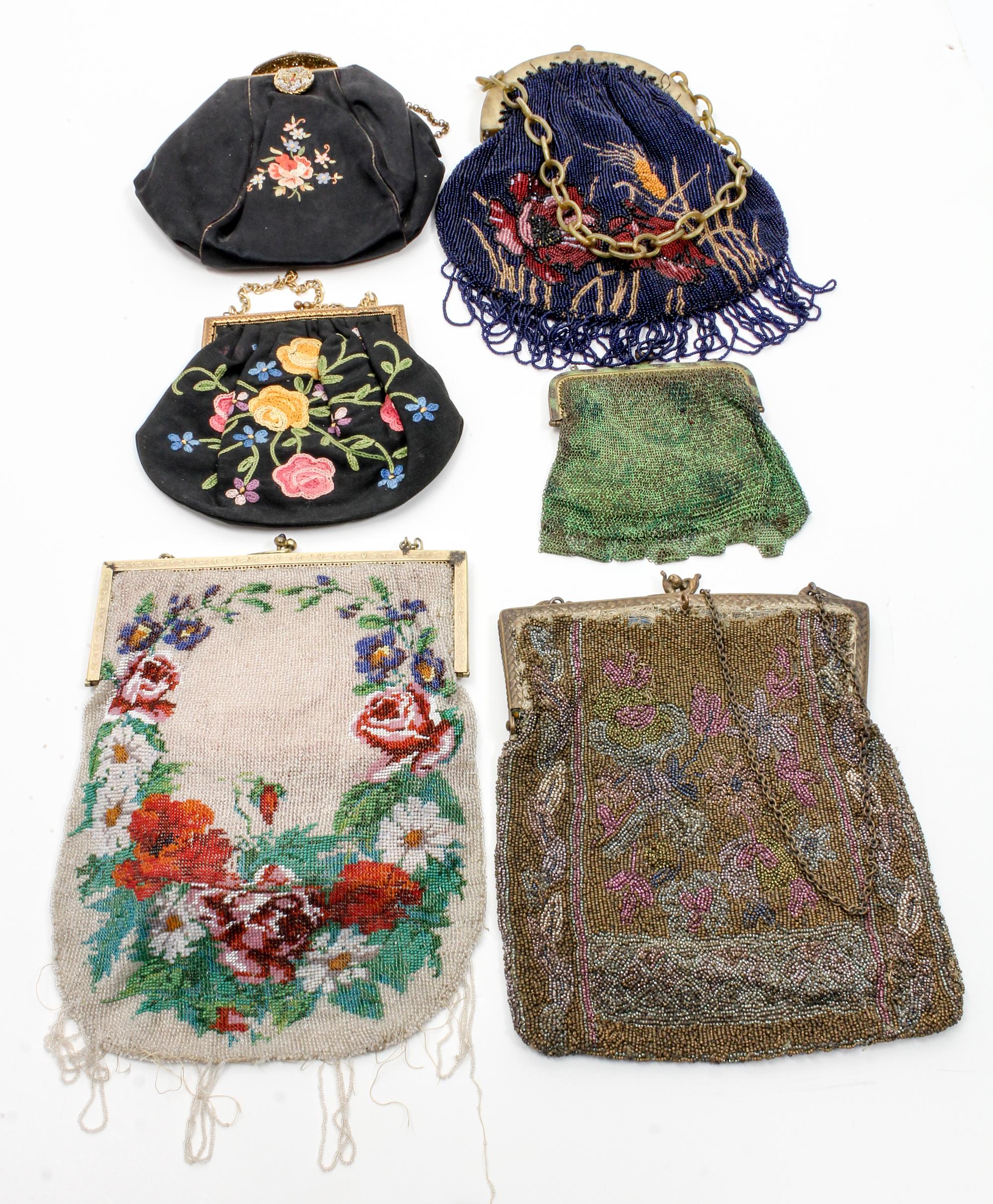 A Collection of Six Art Deco Handbags Height of tallest 8 1/2 inches. — FIRST HALF 20TH CENTURY