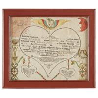 Attributed to Johann Jacob Friederich Krebs (1749-1815) Fraktur: birth and baptismal record for Johann Jacob of Richmond, Berks County, PA, dated "1800"