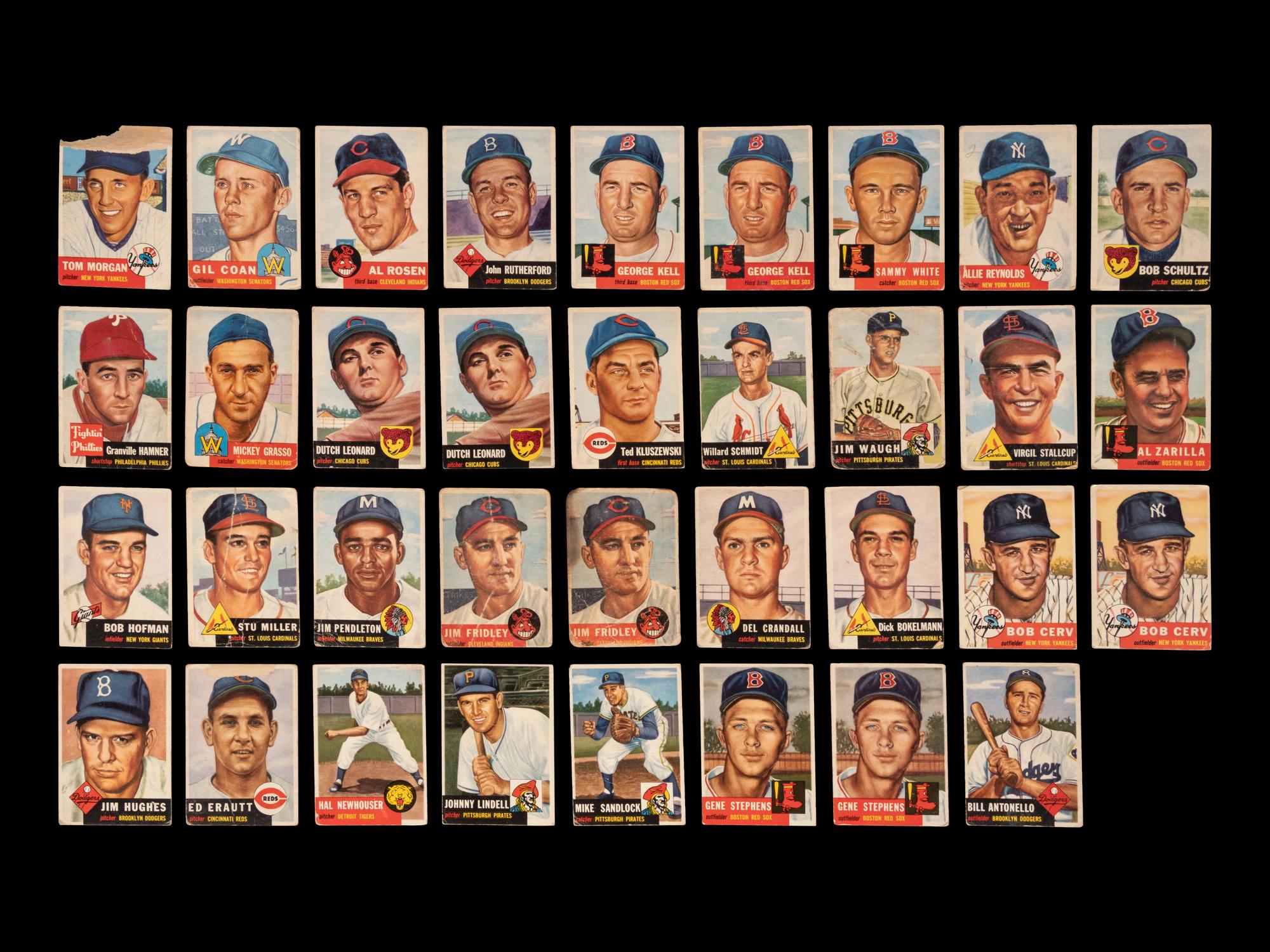 A Group of 95 Assorted 1953 Topps Baseball Cards Including Hall of Famers
