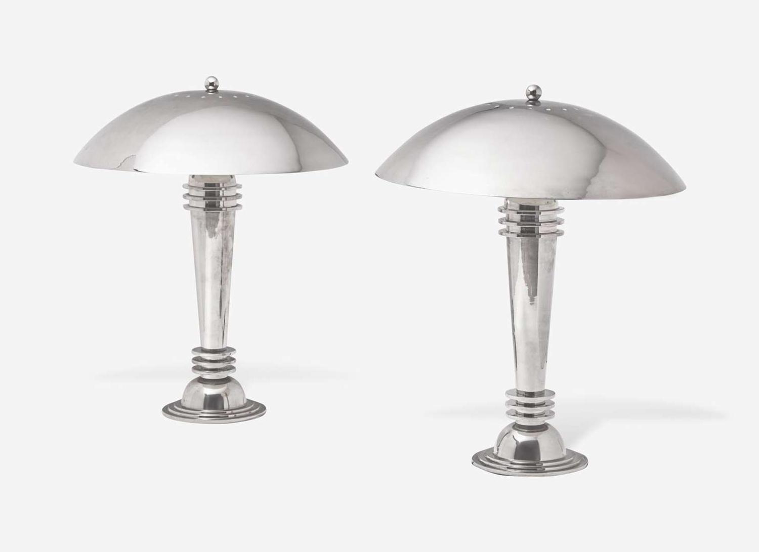 American, Pair of Chrome Table Lamps