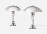 American, Pair of Chrome Table Lamps