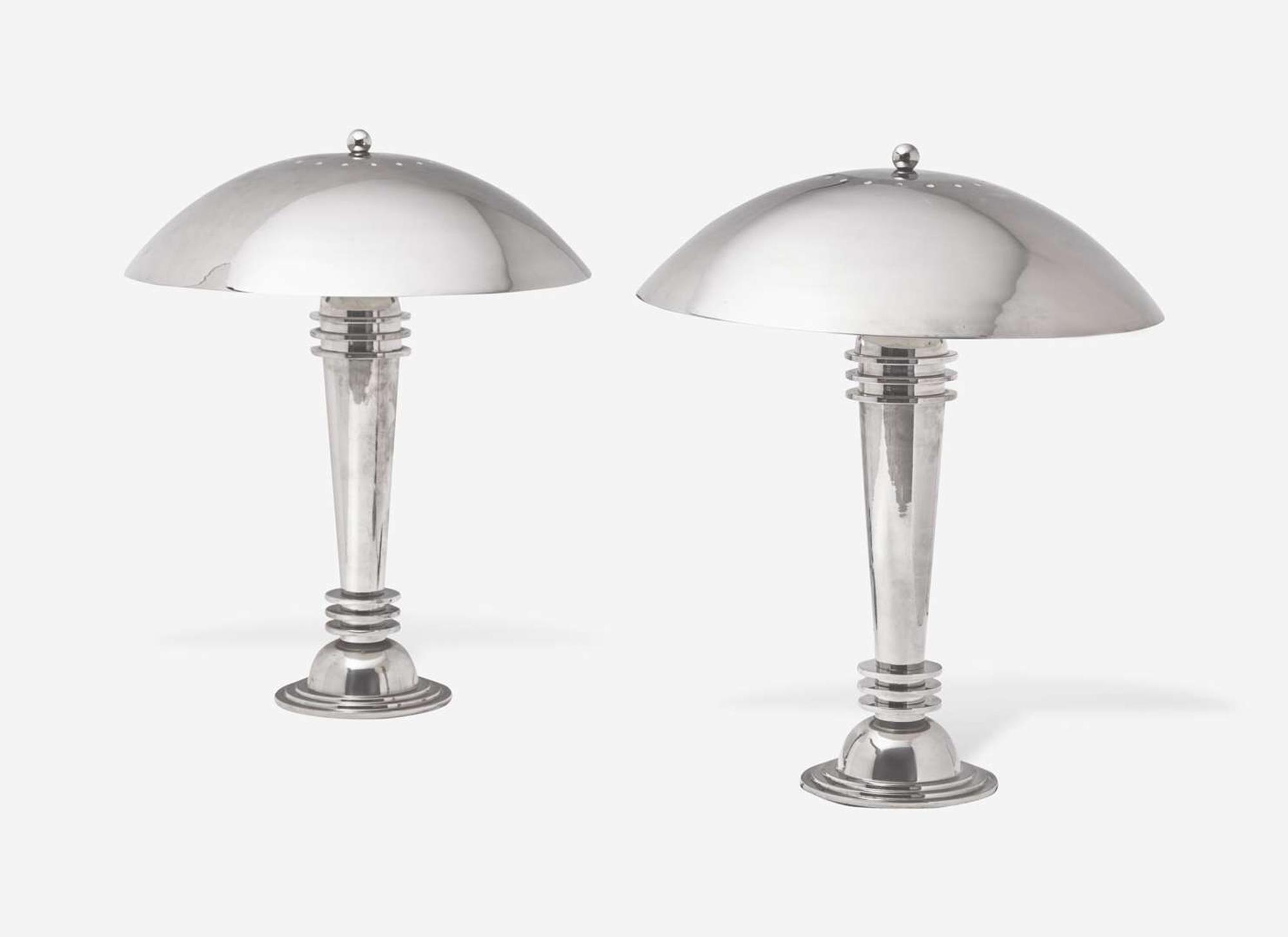 American, Pair of Chrome Table Lamps
