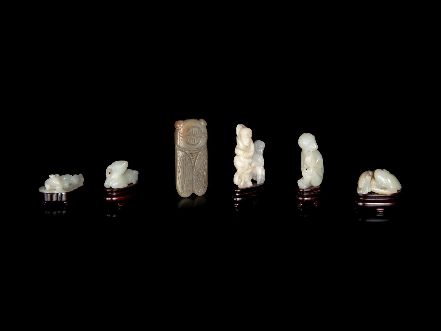 Seven Chinese Carved Jade Figures of Animals