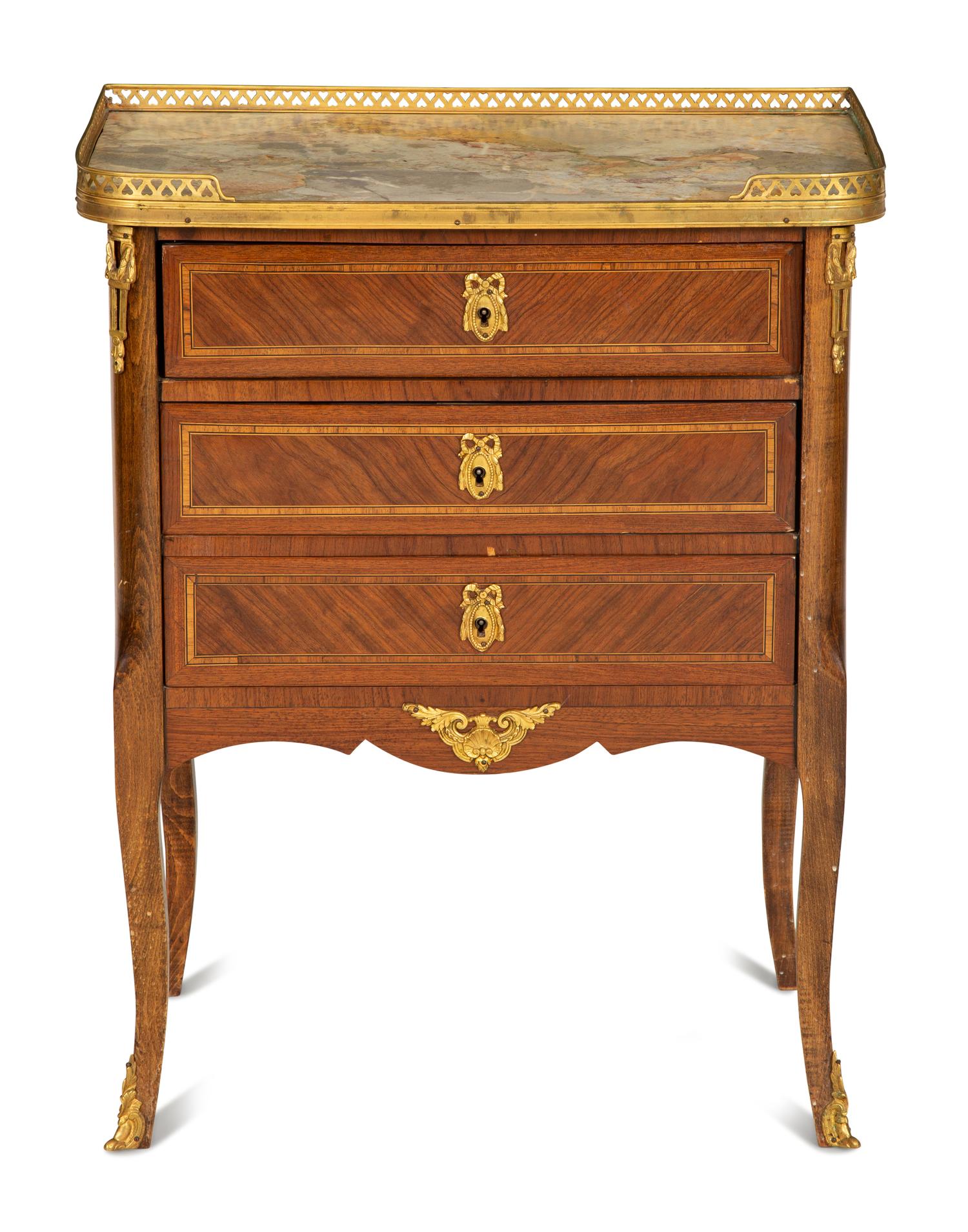 A Louis XV Kingwood and Tulipwood Parquetry Table en Chiffonier