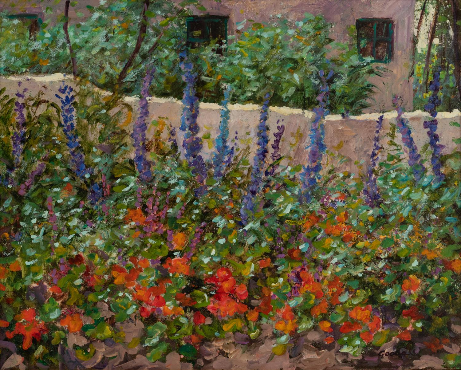 Two Works: Morning Bouquet and Hollyhock Garden