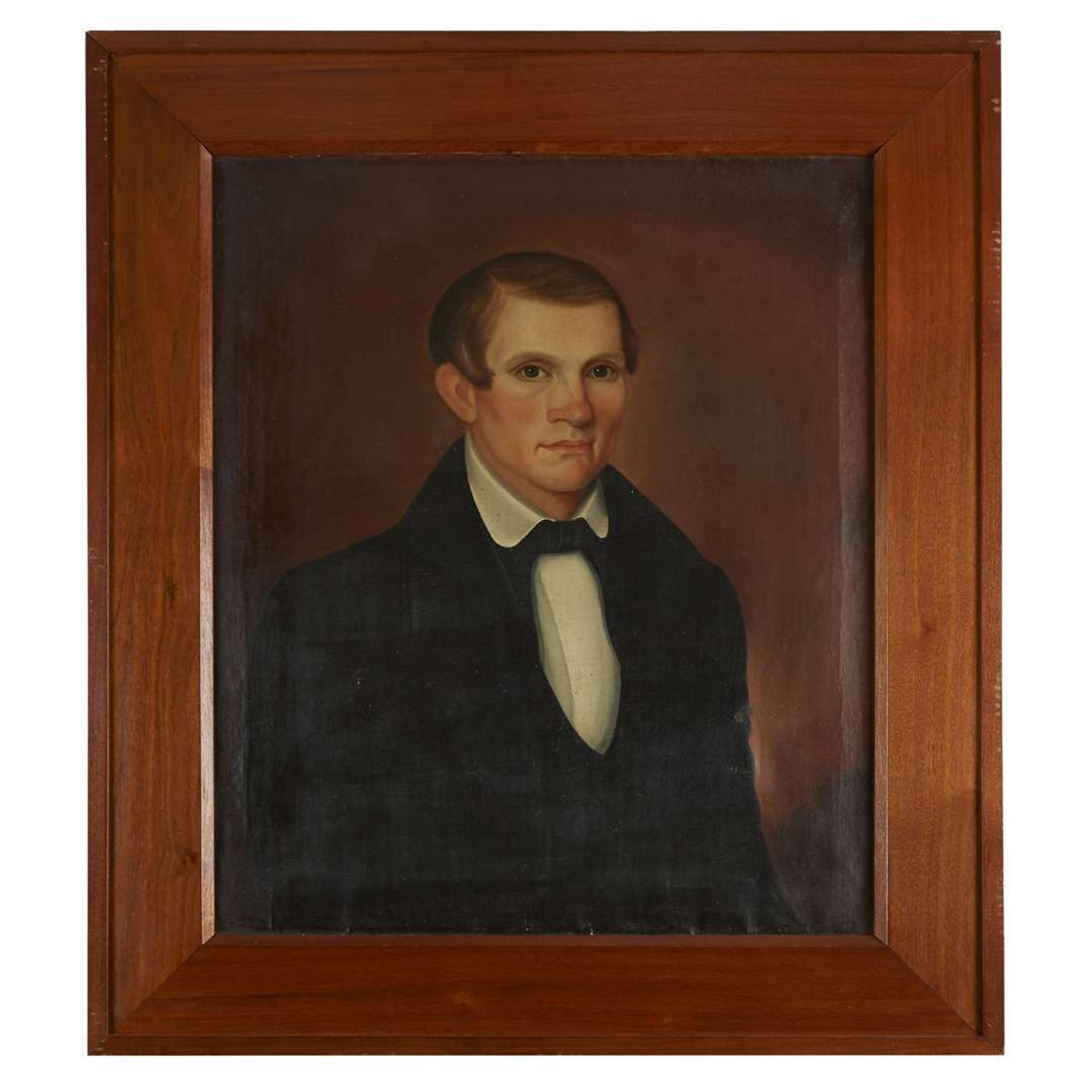American School 19th century Three portraits: Miles H. Greenfield, Martha Ann Bell Greenfield and
