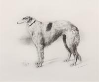 After N.A. Martynow, (Russian, circa 1874-79), Four lithographs after the original etchings,Portraits of Borzois, published circa 1938.