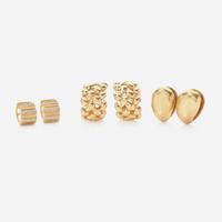 Three Pairs of Yellow Gold Earrings
