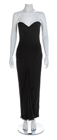 Atelier Versace Black Strapless Evening Dress with Sweetheart Bodice, 1990s No size label