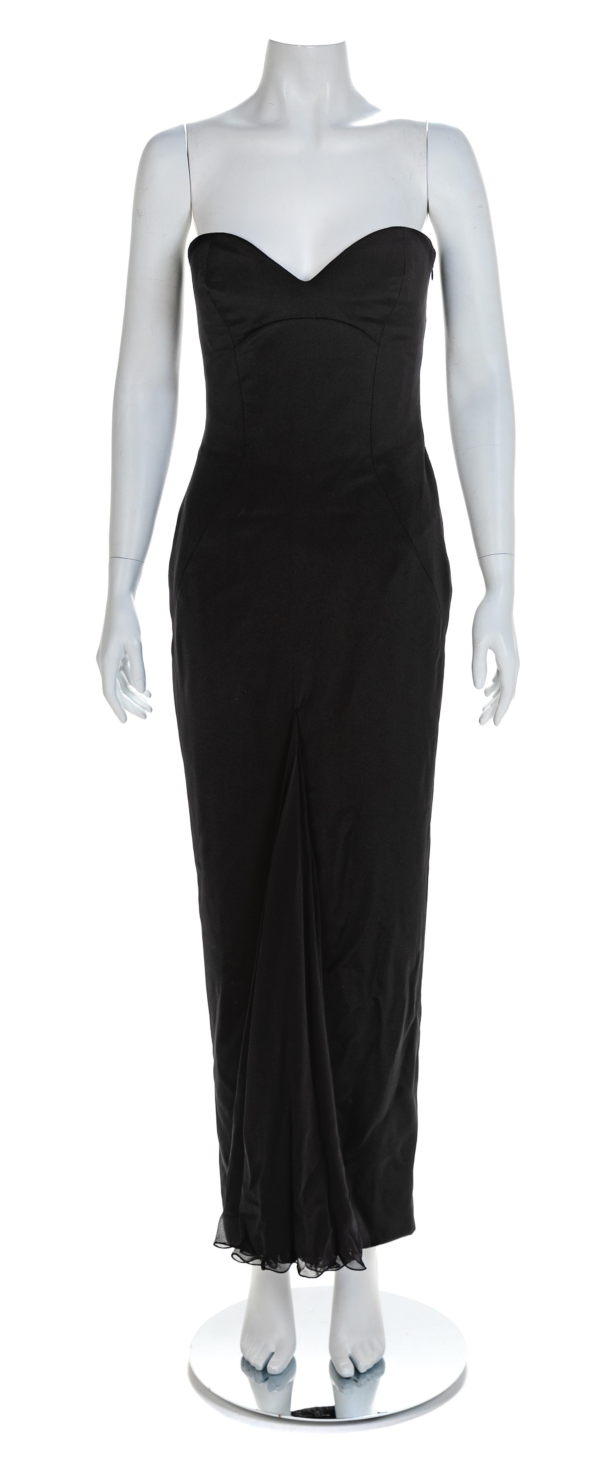 Atelier Versace Black Strapless Evening Dress with Sweetheart Bodice, 1990s No size label