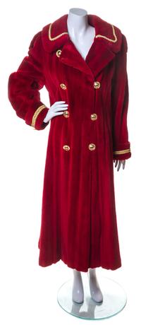 A Scassi Red Sheared Mink Double Breasted Coat,