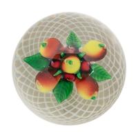A Fruit Over Latticino Basket Glass Paperweight