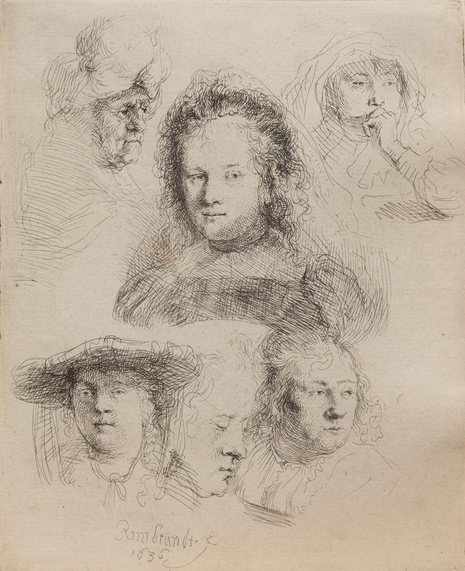 Studies of the Head of Saskia and Others