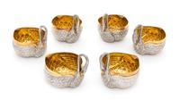 Six Mexican Silver Punch Cups, Tane Orfebres, Mexico City, each in the form of a swan with gilt interiors, marked "Made in Mexico."