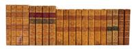 (BINDINGS) A collection of 20 leather bound books in five sets.