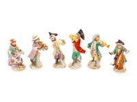 Six Meissen Porcelain Monkey Musicians