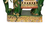 A Pair of Chinese Glazed Earthenware Elephant-Form Garden Seats — 20TH CENTURY