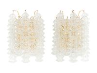 A Pair of Brass and Glass Three-Light Sconces by Kalmar Franken
