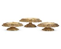 A Group Of Seven Gilt Floral Cast And Reticulated Sterling Silver Compotes